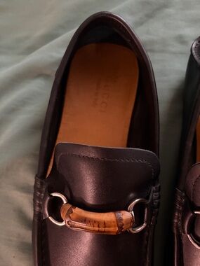 Gucci Men’s Dark Brown Leather Drivers with Bamboo Bit